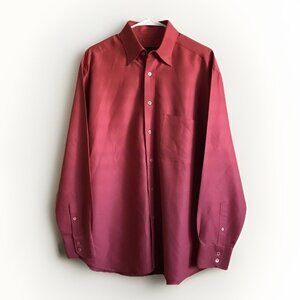 Bugatchi UOMO Mens Red Long Sleeve Classic Button Up Shirt Size Large